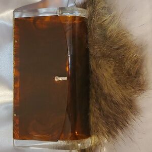 American Vintage  Brown and Clear Lucite Small Clutch Purse